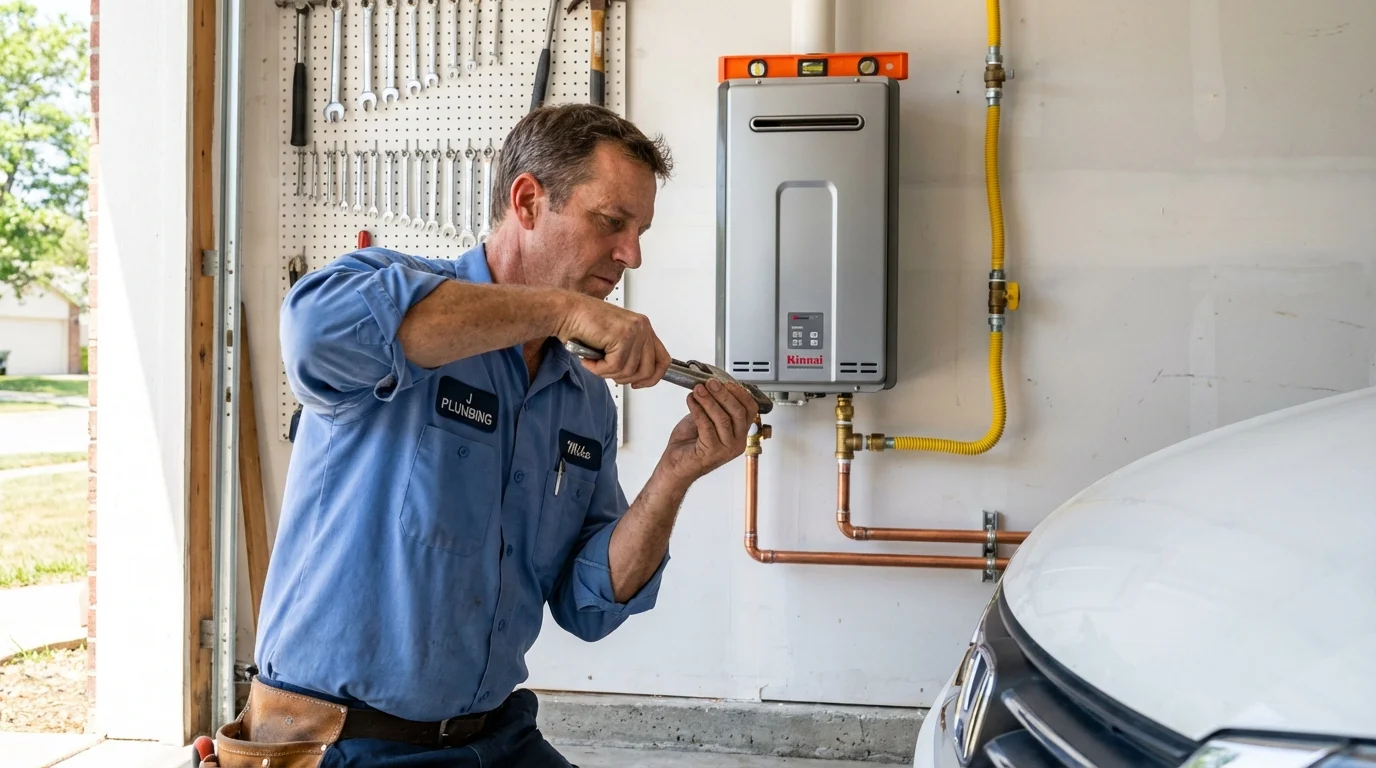 Tankless water heater installation by a Johns Plumbing LLC plumber in Salome